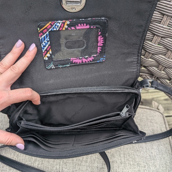 Black Floral Paisley Vera Bradley Crossbody Purse - Picture 3 of 4